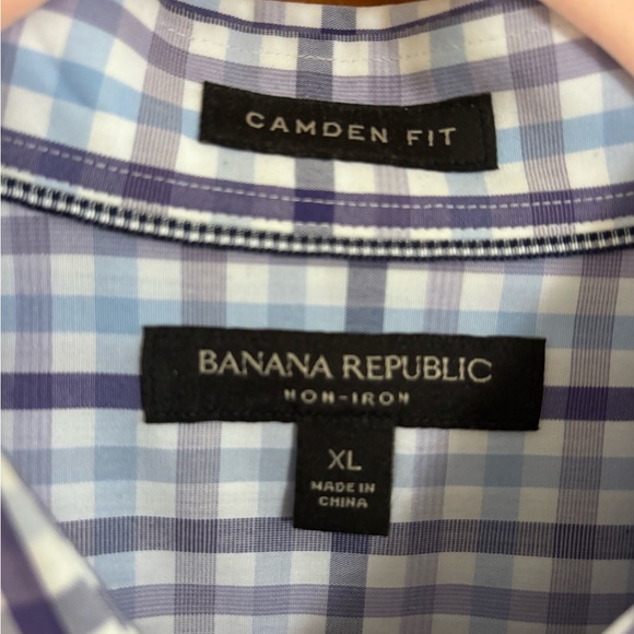Banana Republic Men's Purple and White Plaid Shirt - Picture 3 of 6